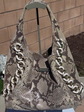 Michael Kors Python Chain Hobo Tote EUC